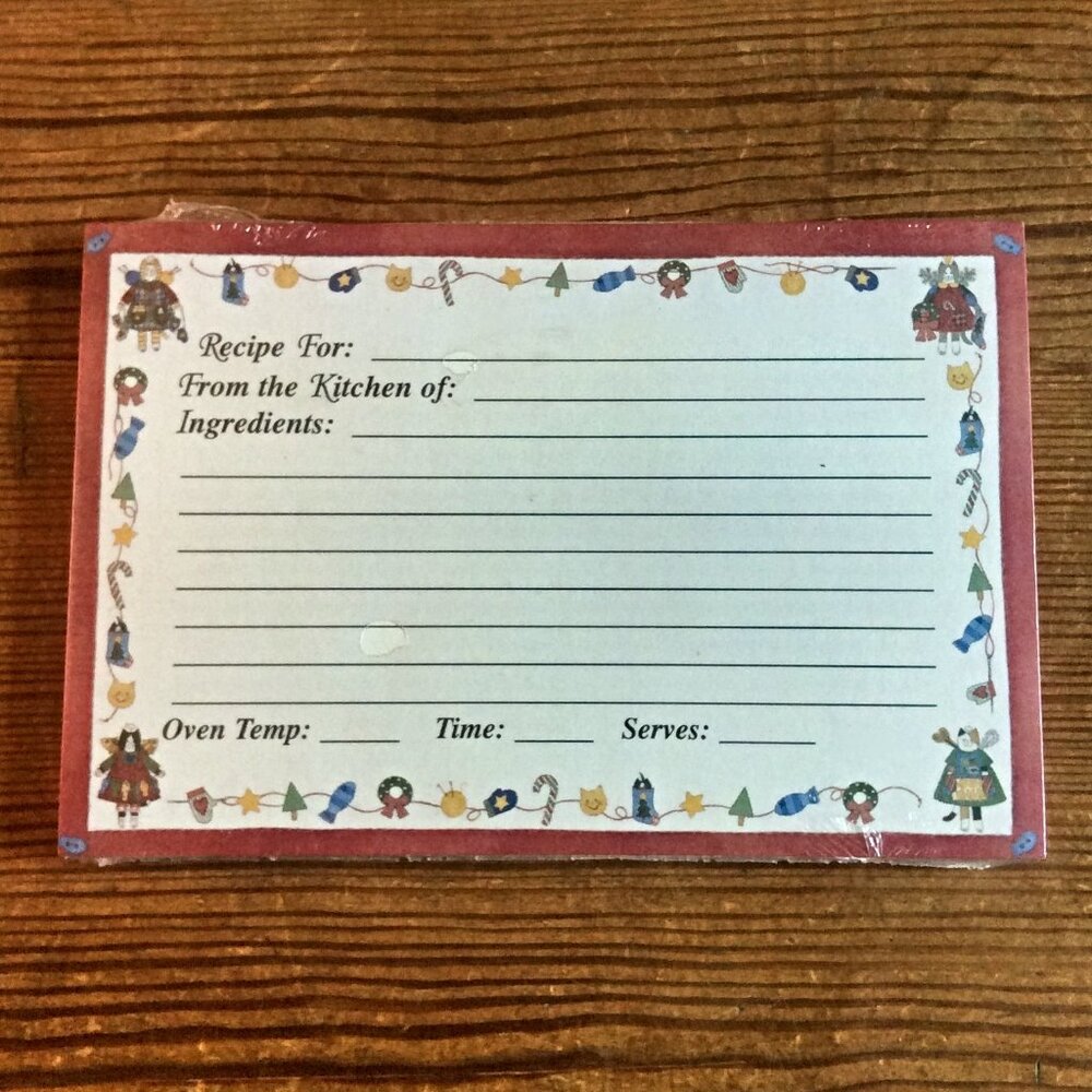 Vintage Christmas Recipe Cards 4"x6" Holiday Baking & Cooking Festive Set